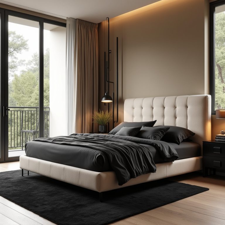 Beige And Black Bedroom 1