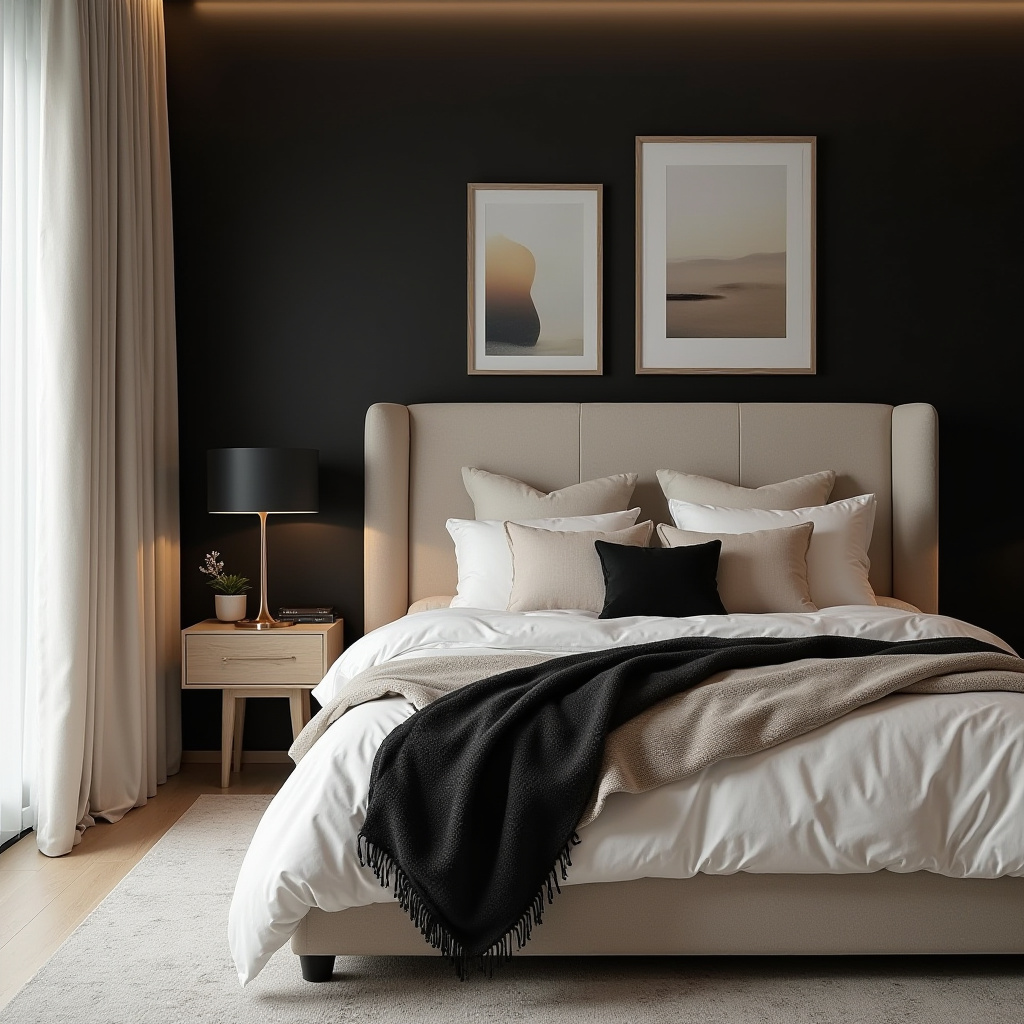 Beige And Black Bedroom 11
