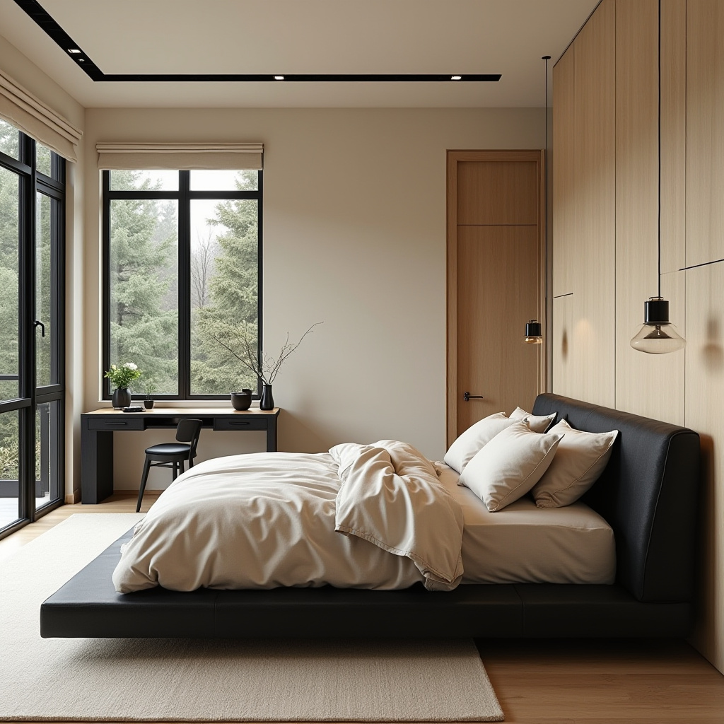 Beige And Black Bedroom 17