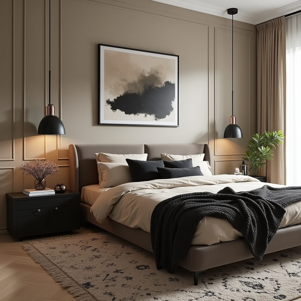 Beige And Black Bedroom 18