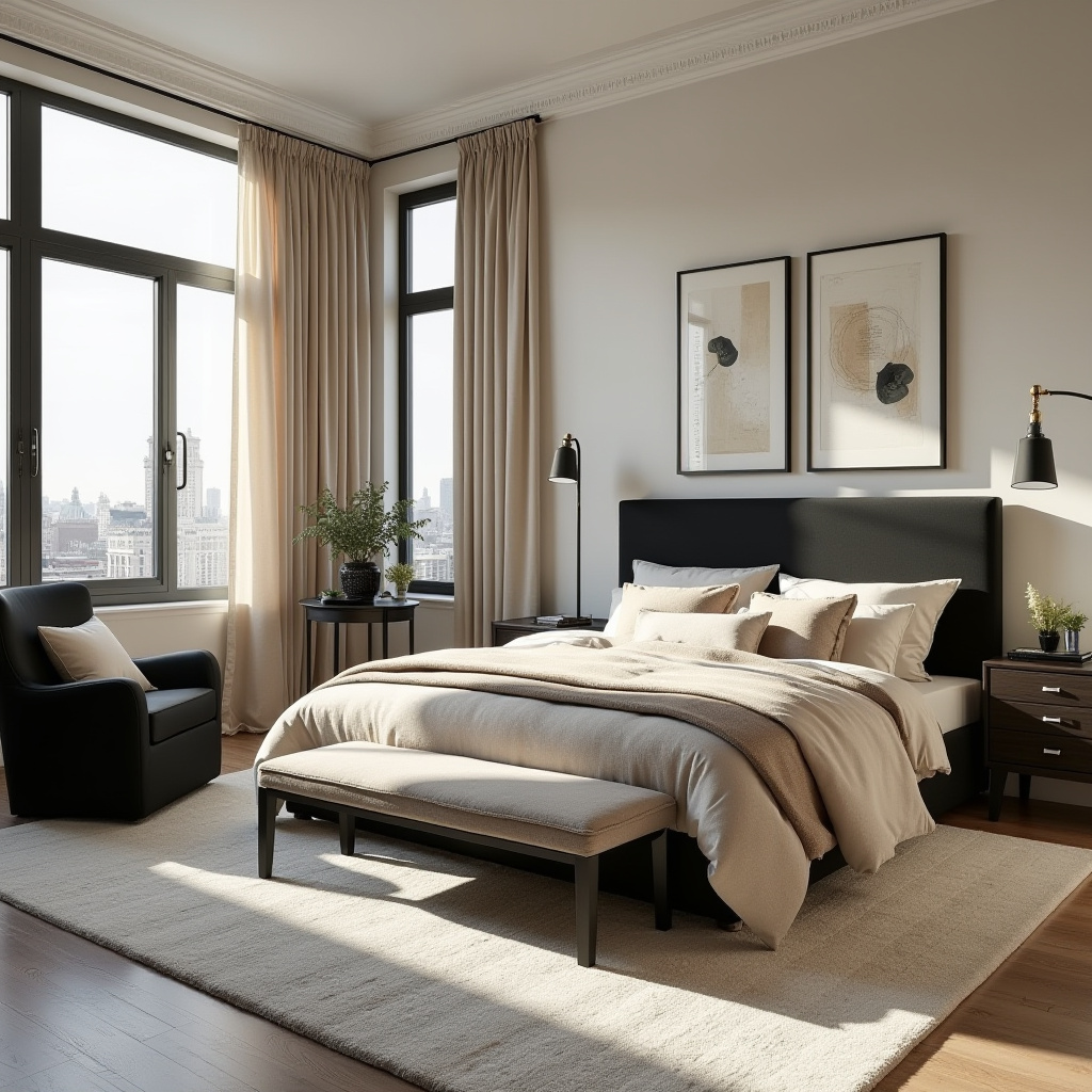 Beige And Black Bedroom 19