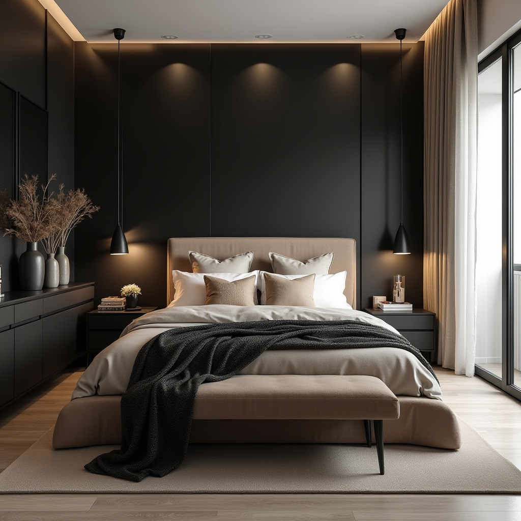 Beige And Black Bedroom 21