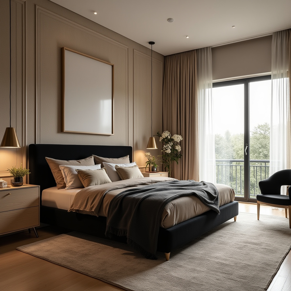 Beige And Black Bedroom 23