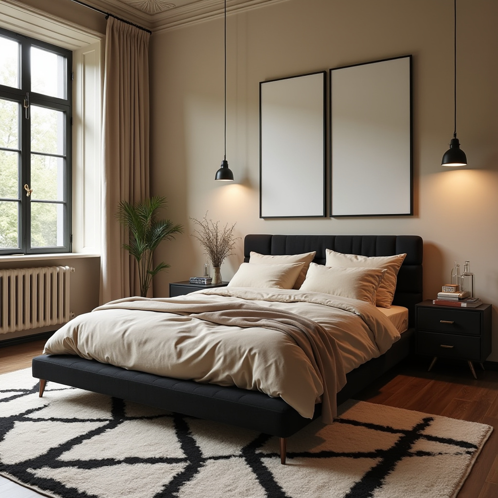 Beige And Black Bedroom 25