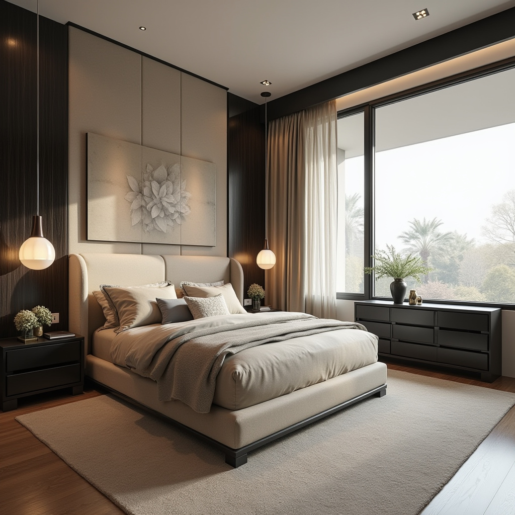 Beige And Black Bedroom 29