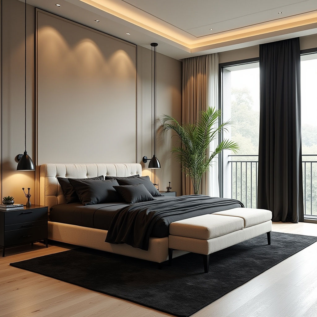 Beige And Black Bedroom 30