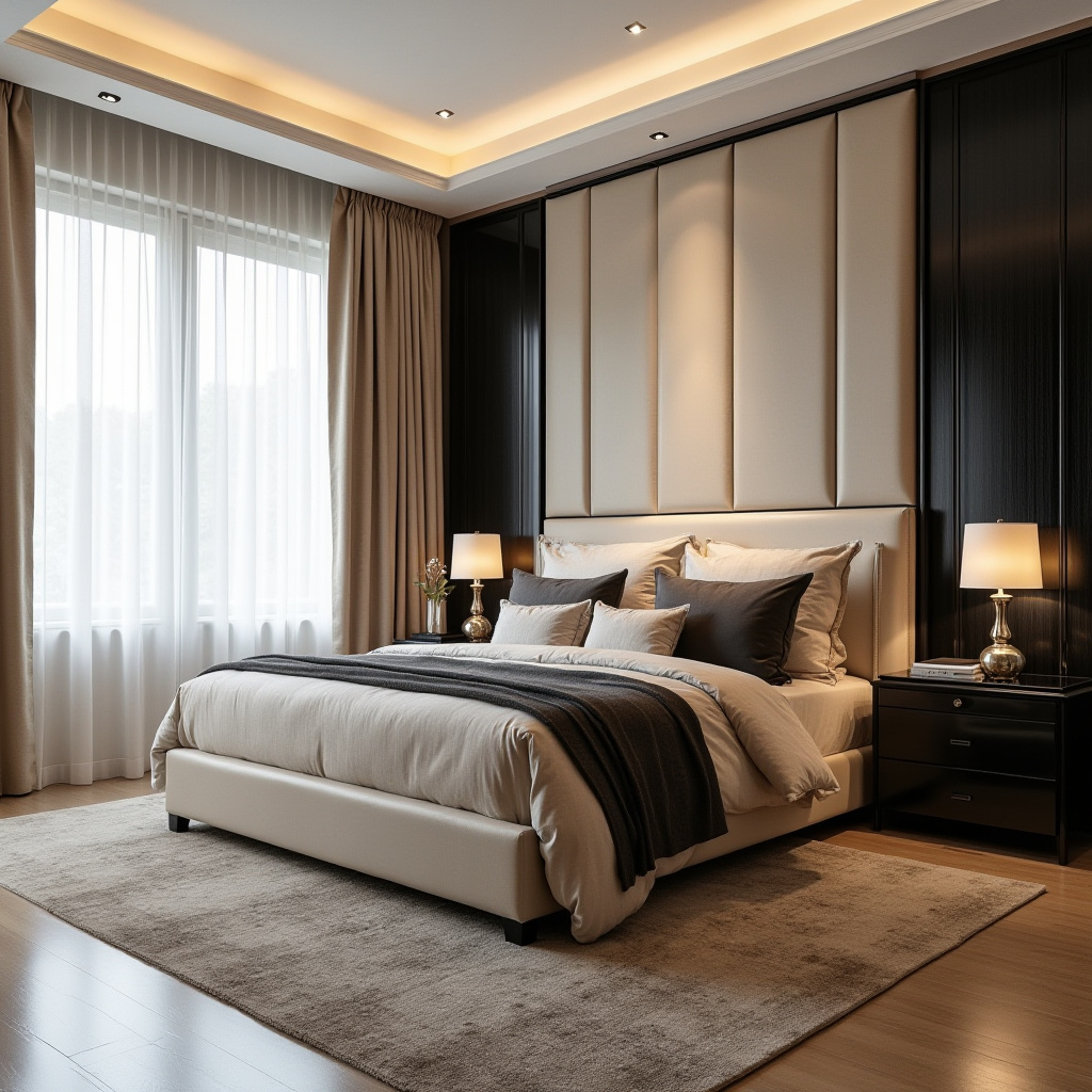 Beige And Black Bedroom 7