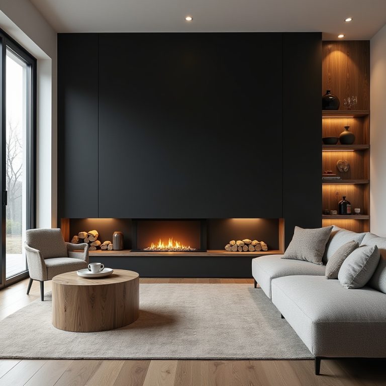Black Fireplace Wall 1