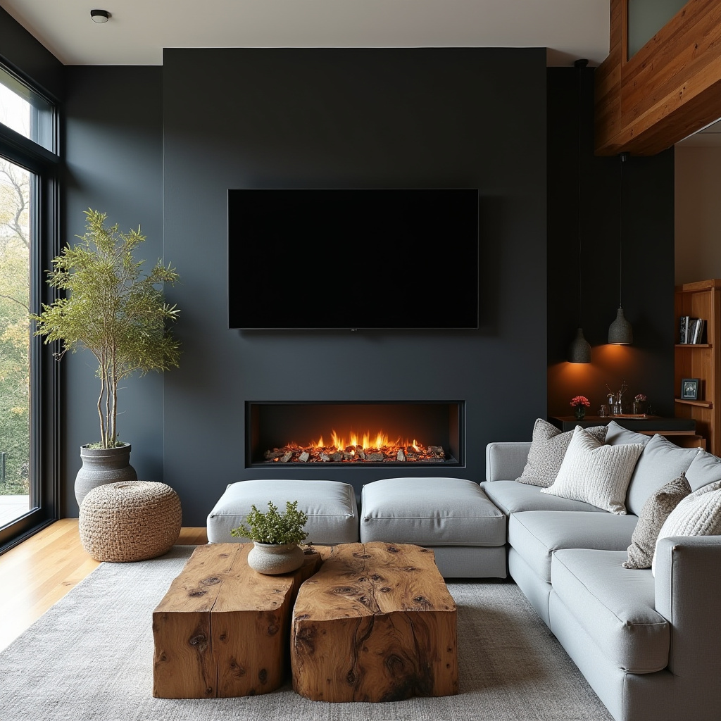 Black Fireplace Wall 11