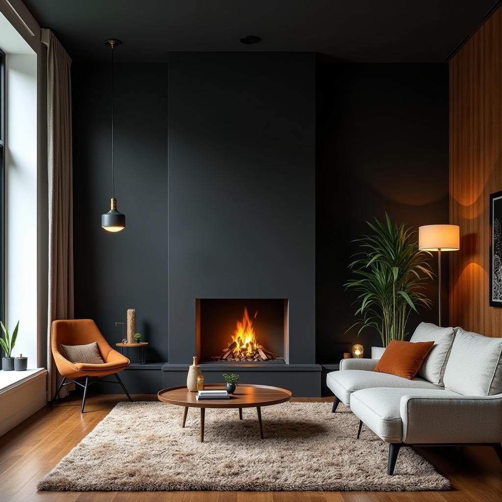 Black Fireplace Wall 14