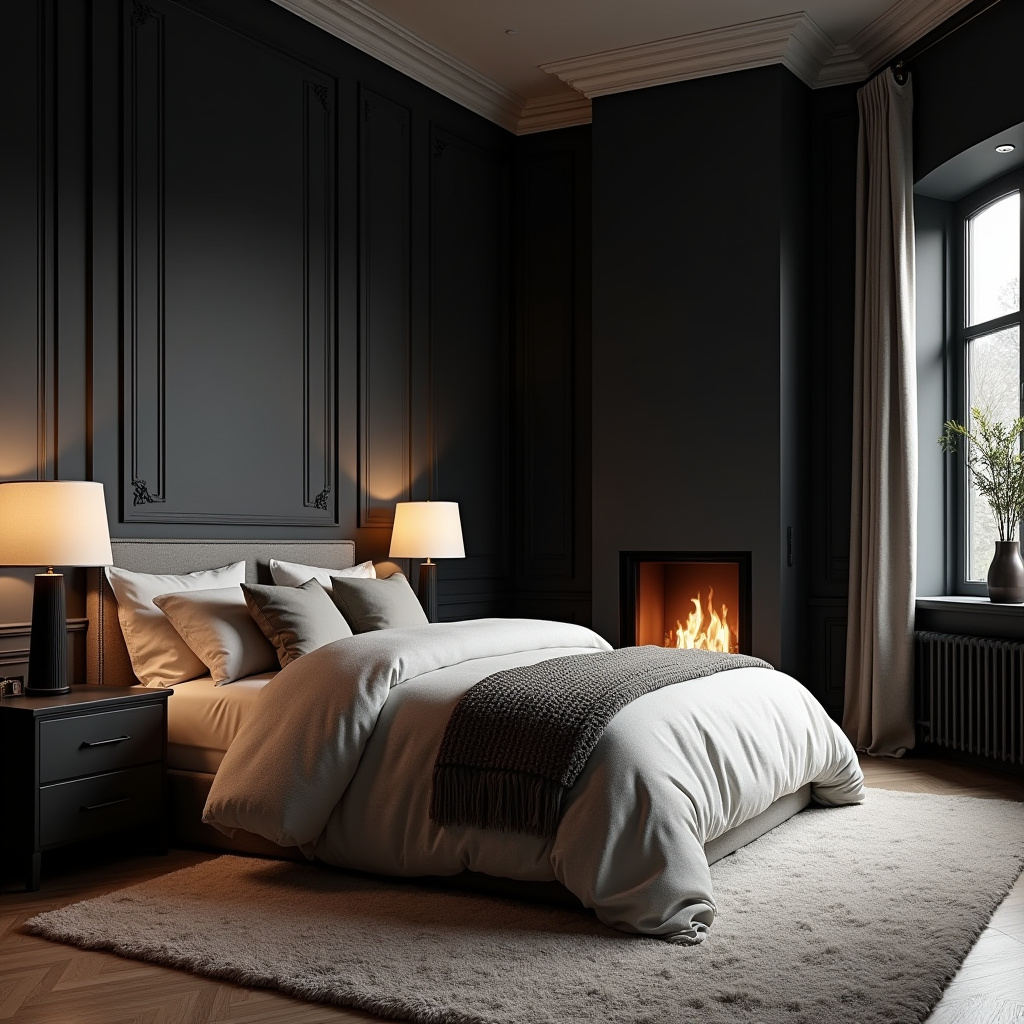 Black Fireplace Wall 16