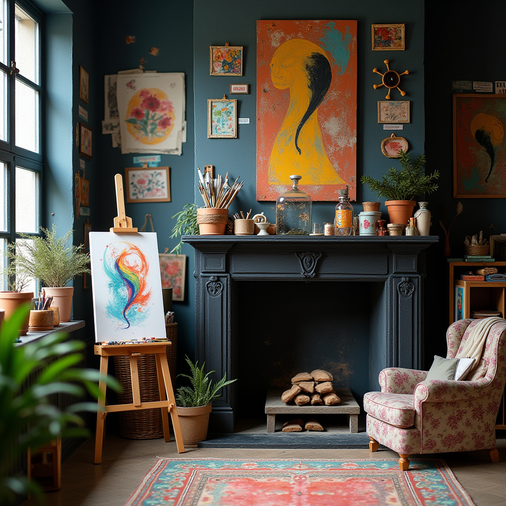 Black Fireplace Wall 24