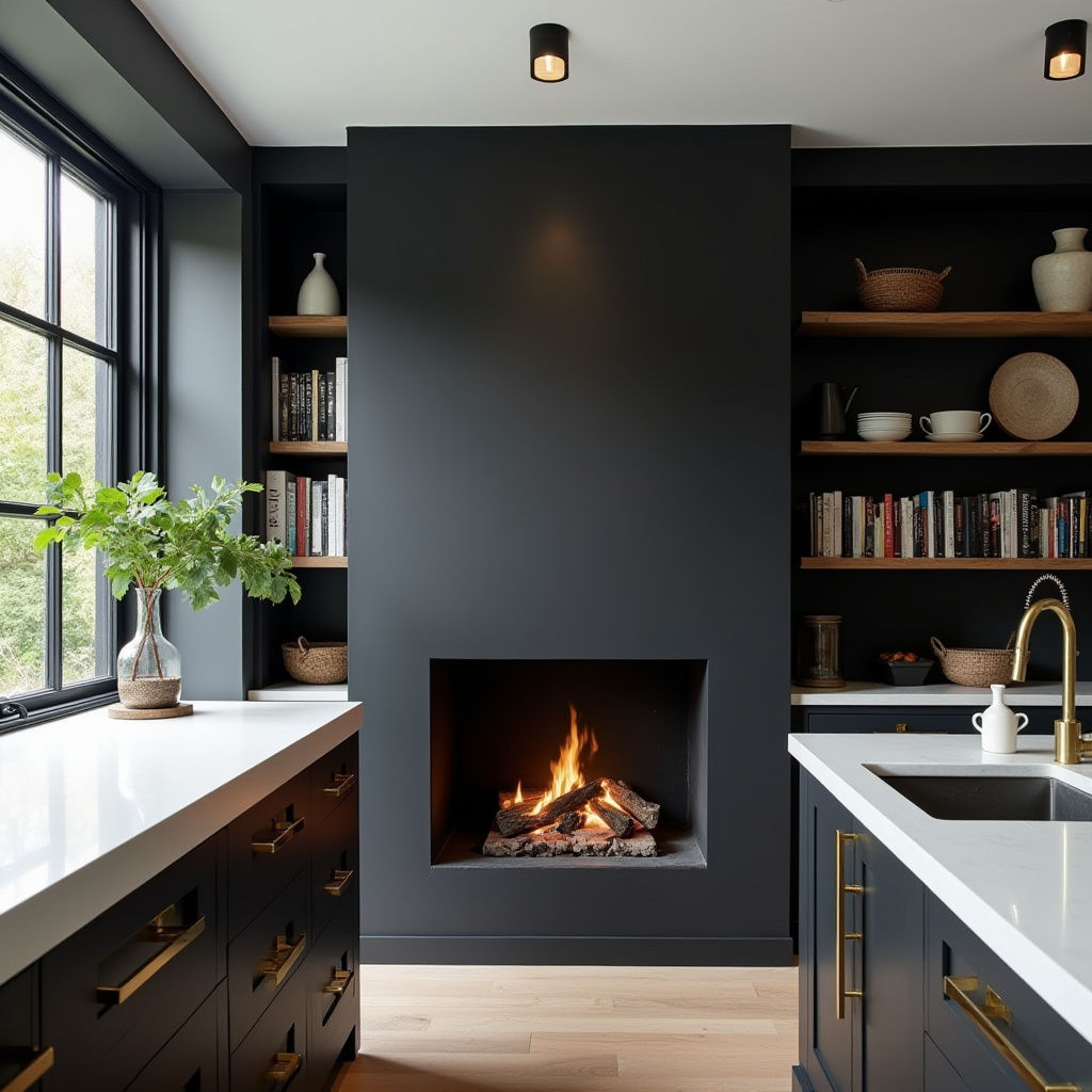 Black Fireplace Wall 4