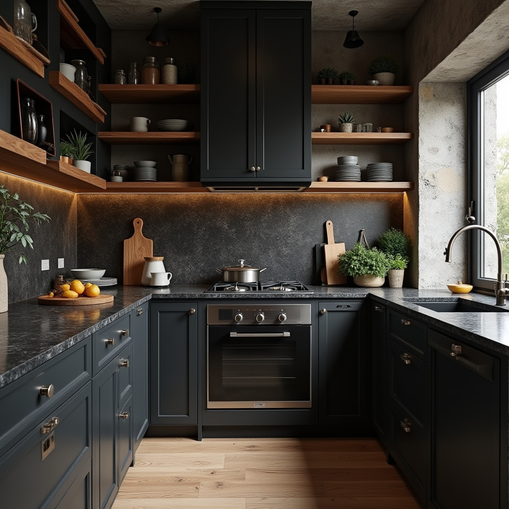 Black Rustic Kitchen 14