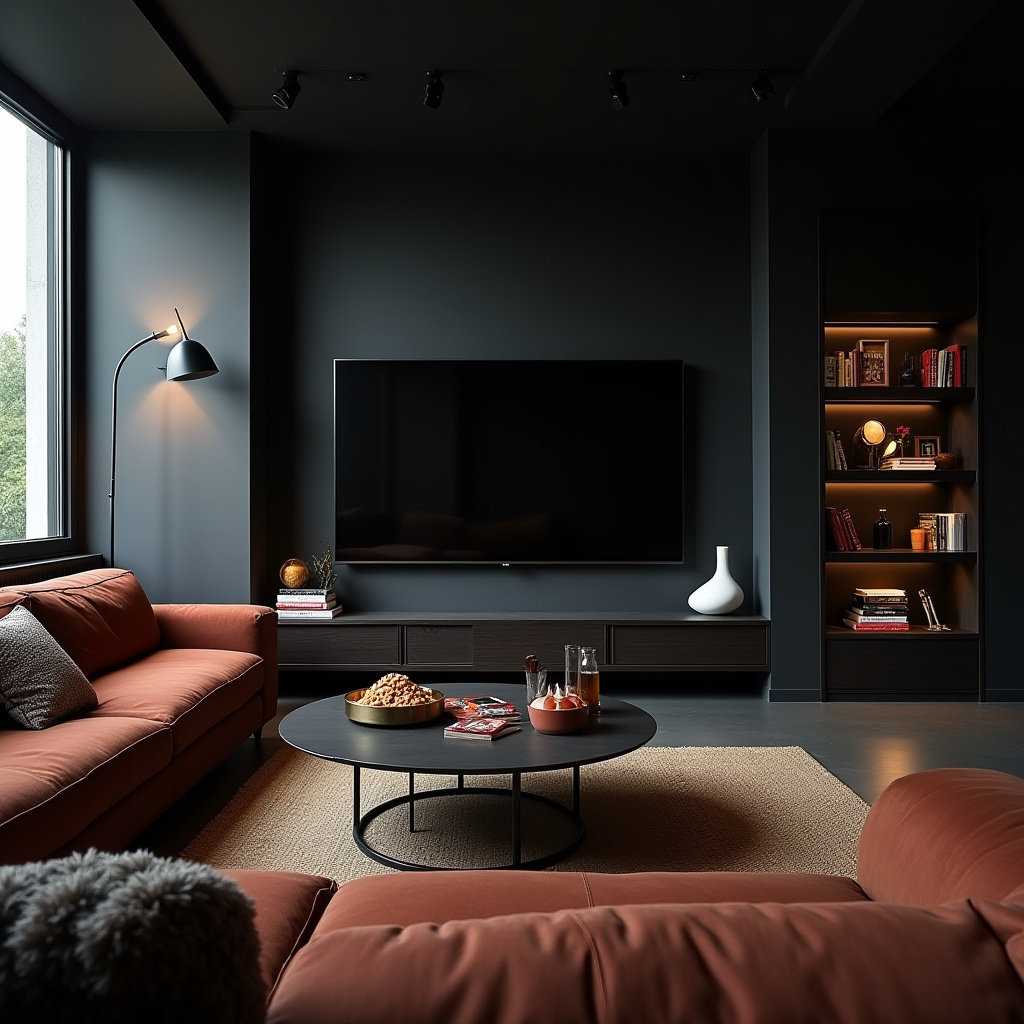 Black Wall Living Room 28