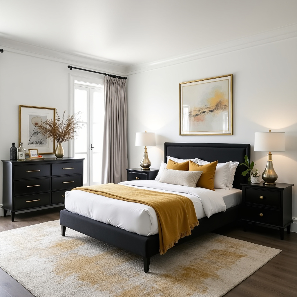 Black White And Gold Bedroom 12
