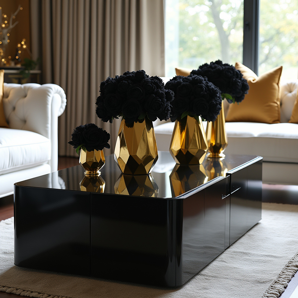 Black And Gold Table Centerpieces 2