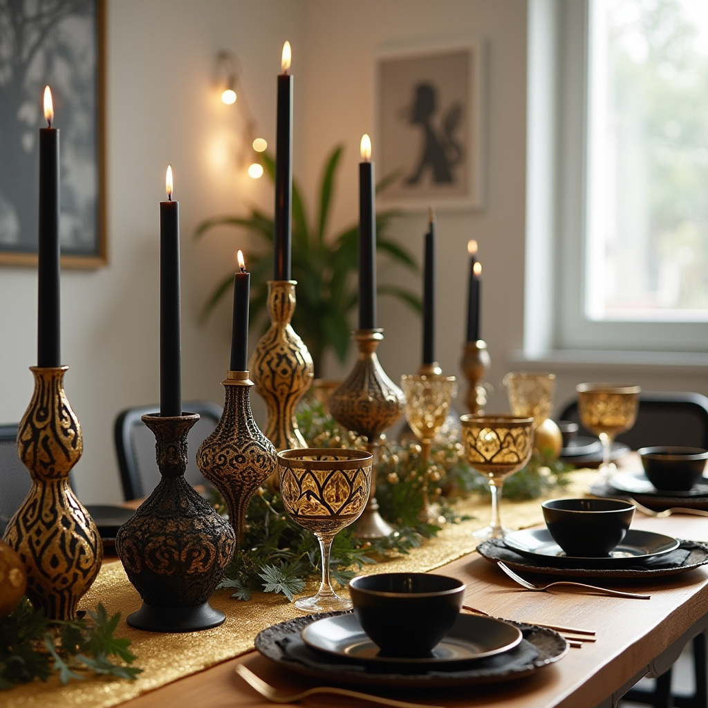 Black And Gold Table Centerpieces 4