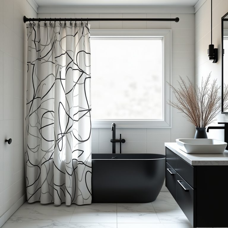 Black And White Shower Curtain 1