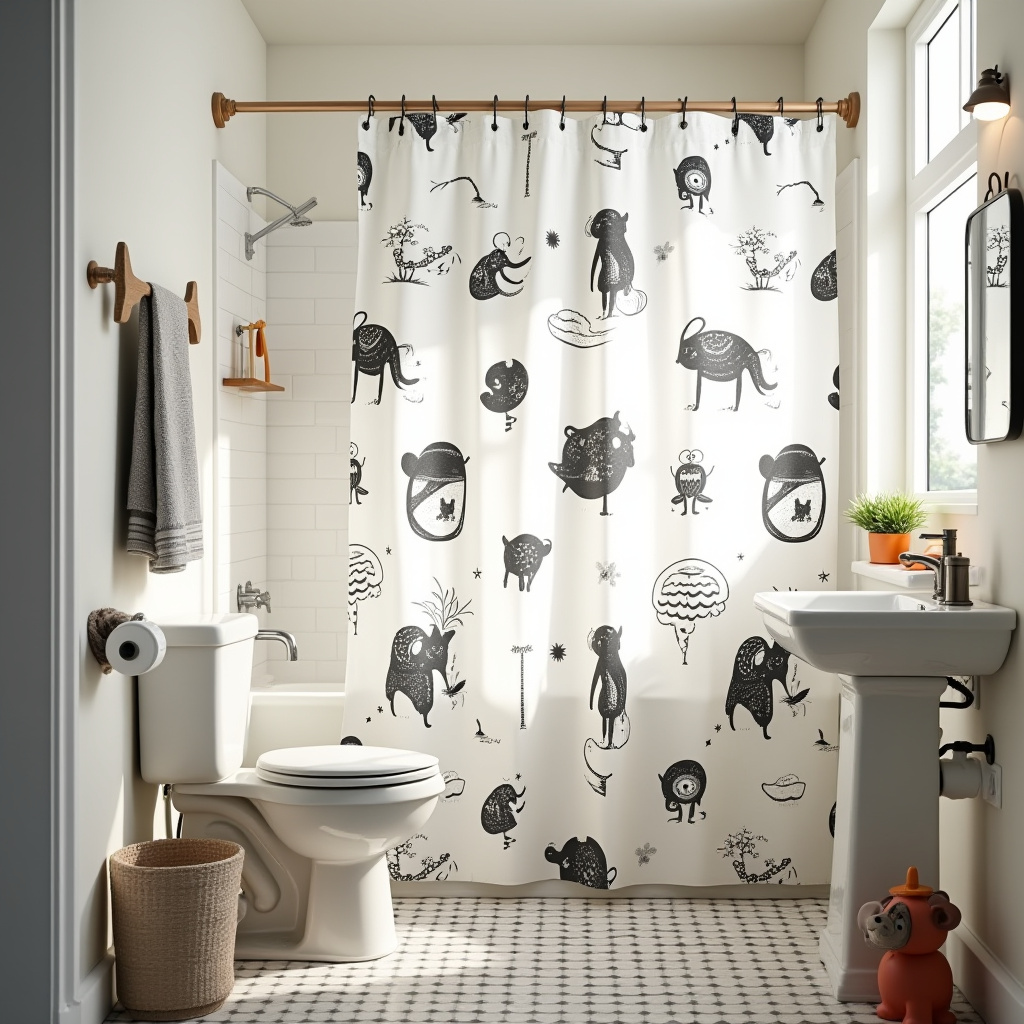 Black And White Shower Curtain 14