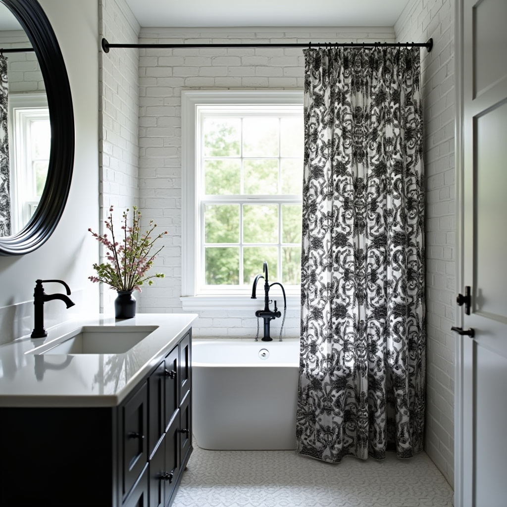 Black And White Shower Curtain 2