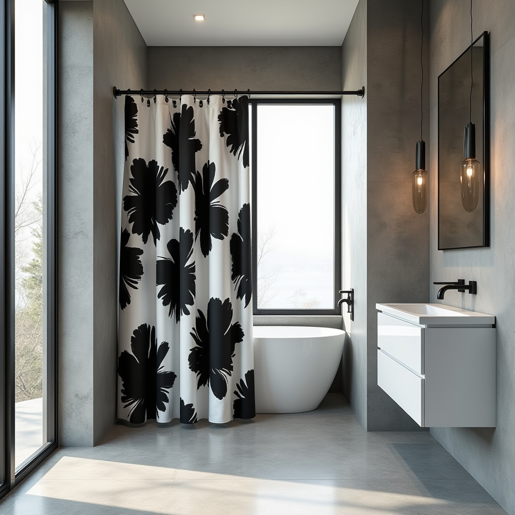 Black And White Shower Curtain 4