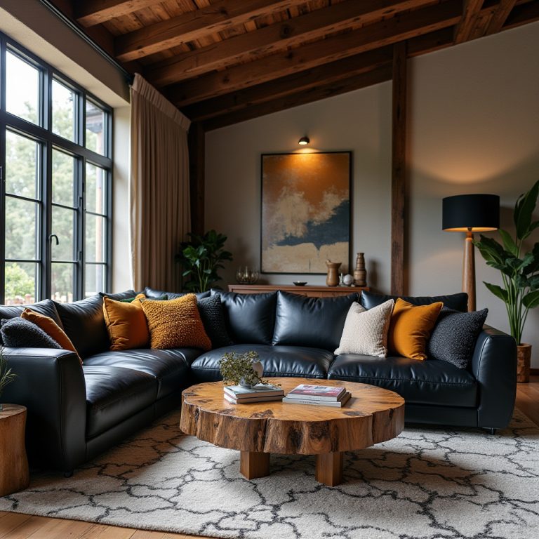 Black And Wood Living Room 1