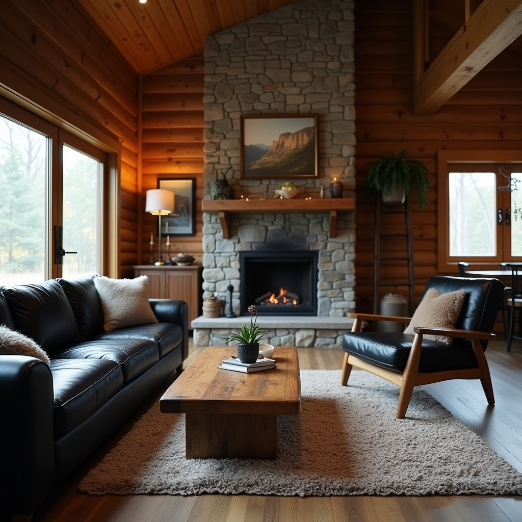 Black And Wood Living Room 10