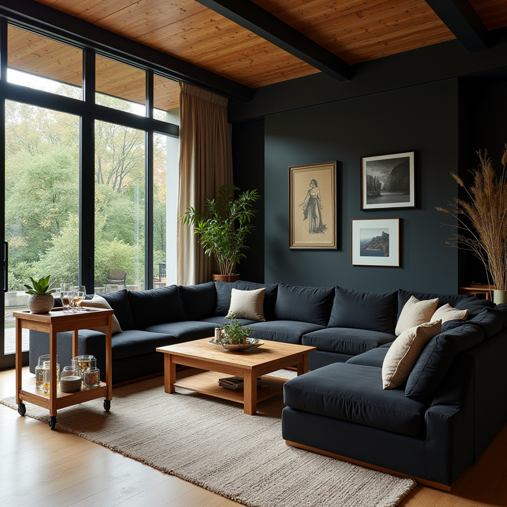 Black And Wood Living Room 11