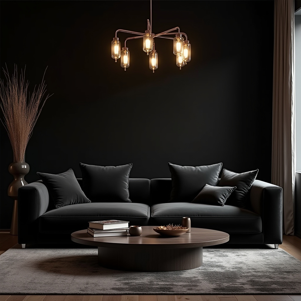 Black And Wood Living Room 14