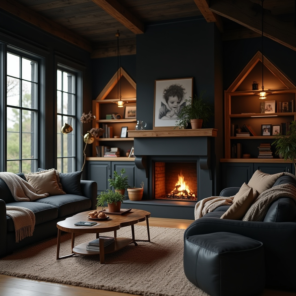 Black And Wood Living Room 16
