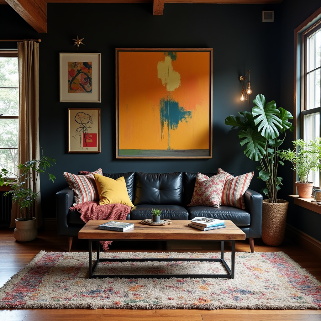 Black And Wood Living Room 19