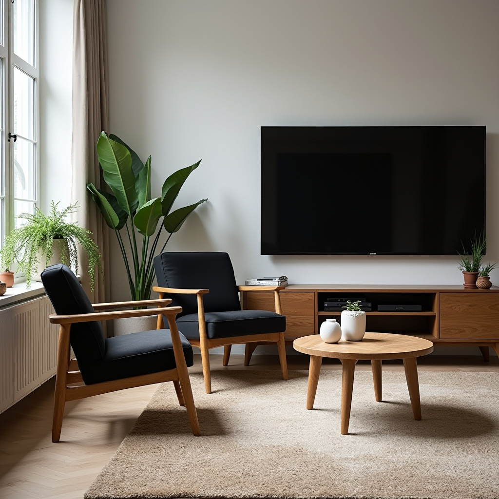 Black And Wood Living Room 2