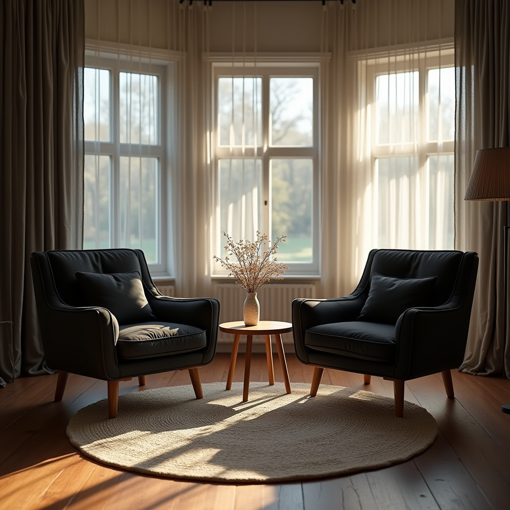 Black And Wood Living Room 20