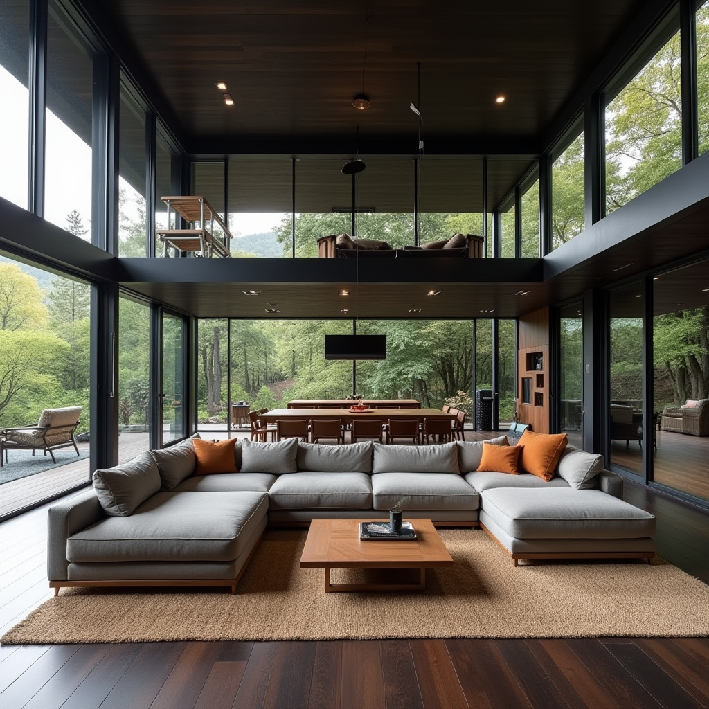 Black And Wood Living Room 21