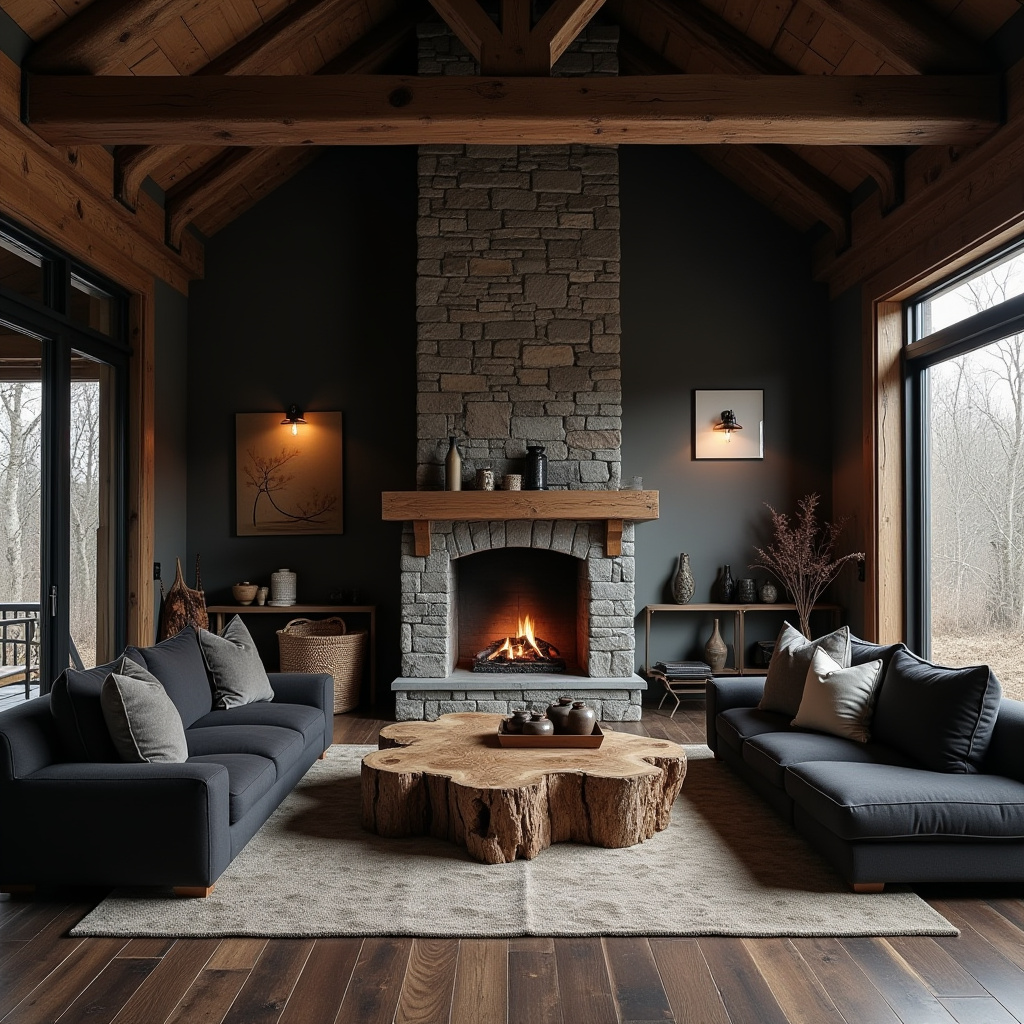 Black And Wood Living Room 24