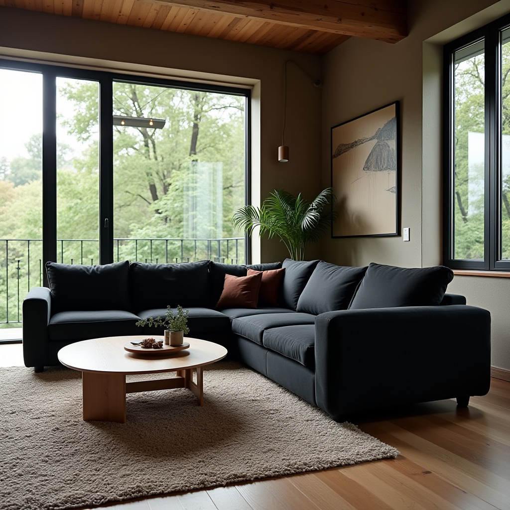 Black And Wood Living Room 25