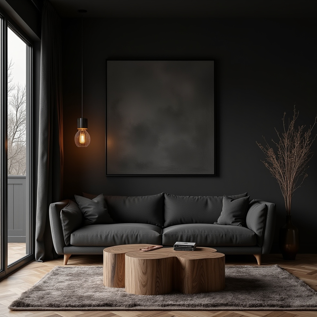 Black And Wood Living Room 27