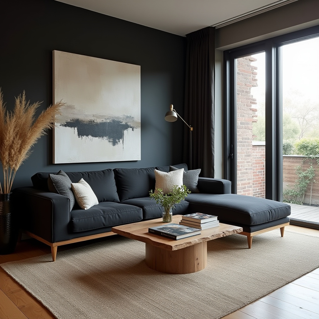 Black And Wood Living Room 29