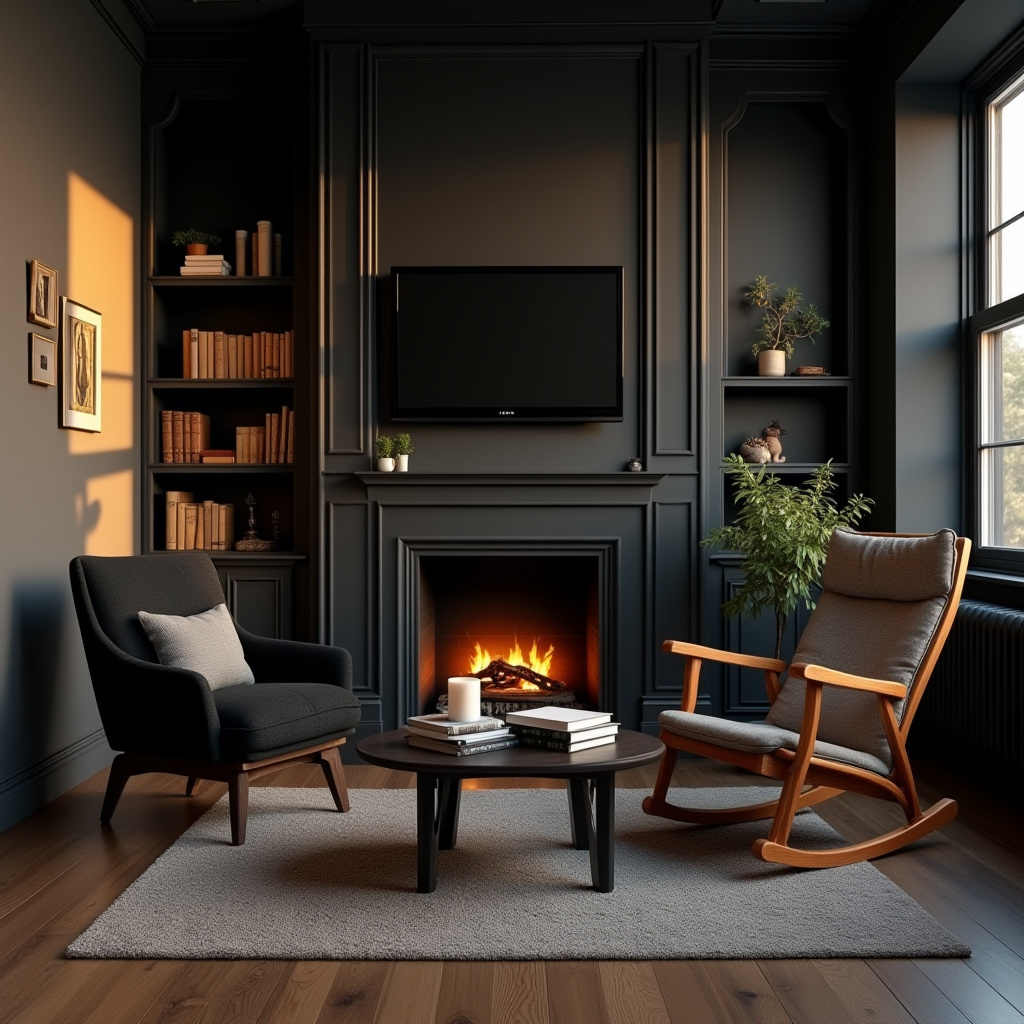 Black And Wood Living Room 5