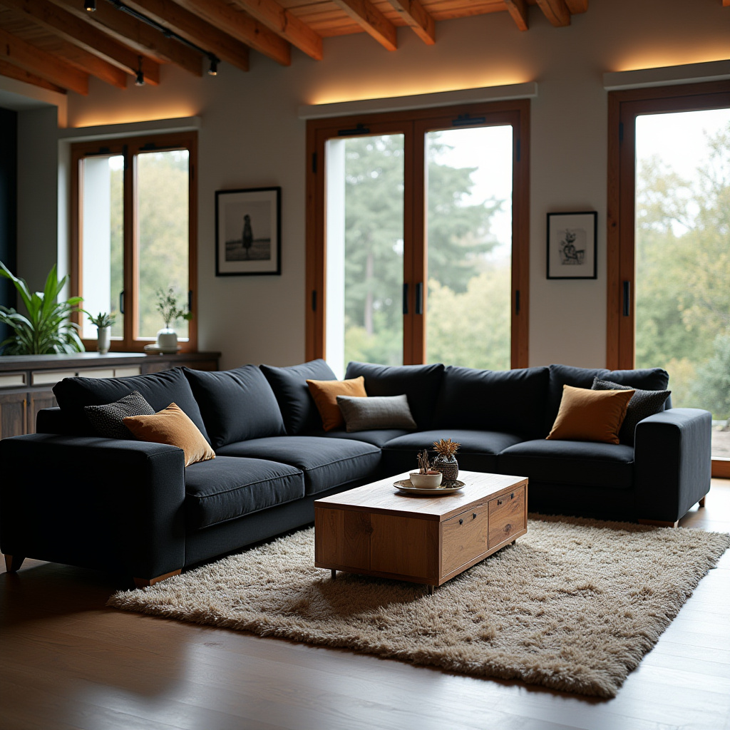 Black And Wood Living Room 6