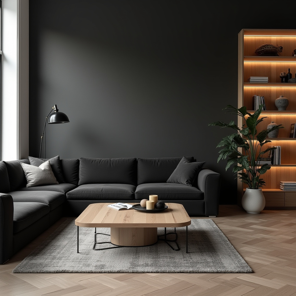 Black And Wood Living Room 7