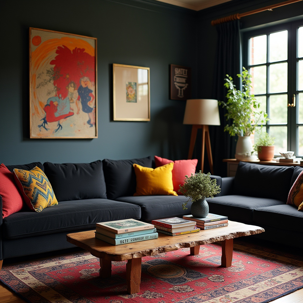Black And Wood Living Room 8