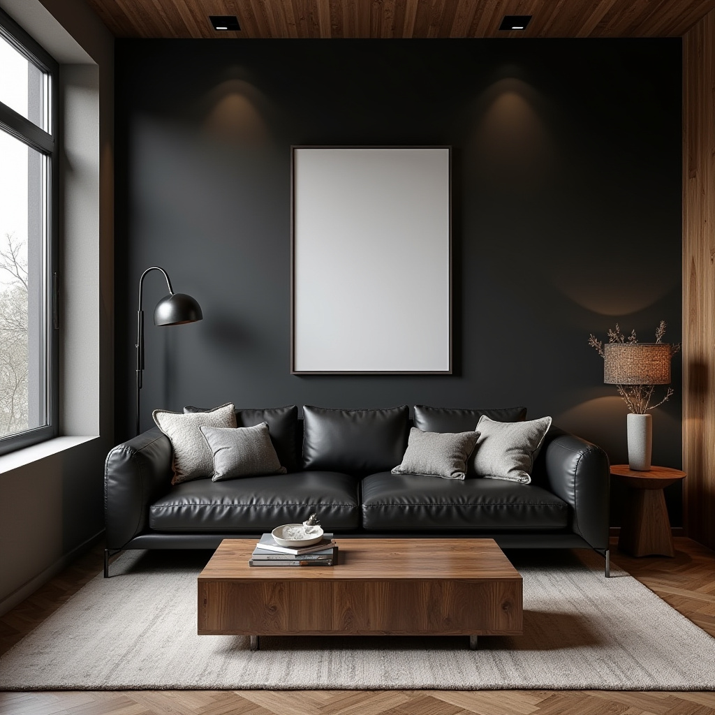 Black And Wood Living Room 9