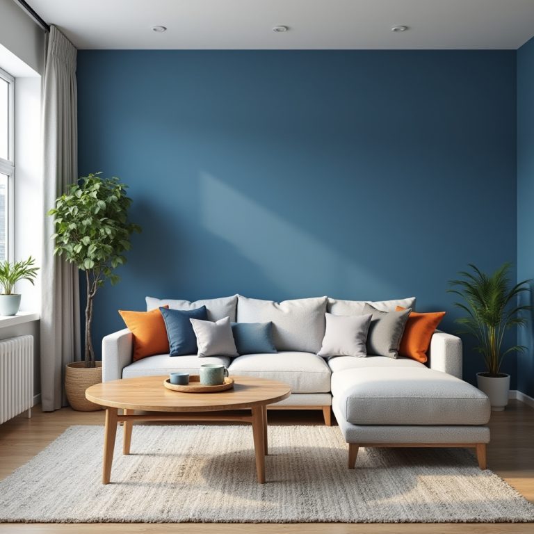 Blue Accent Wall Living Room 1