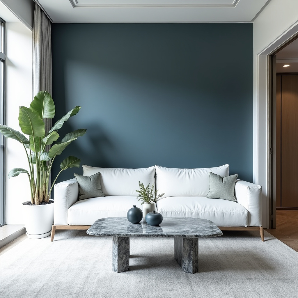 Blue Accent Wall Living Room 10