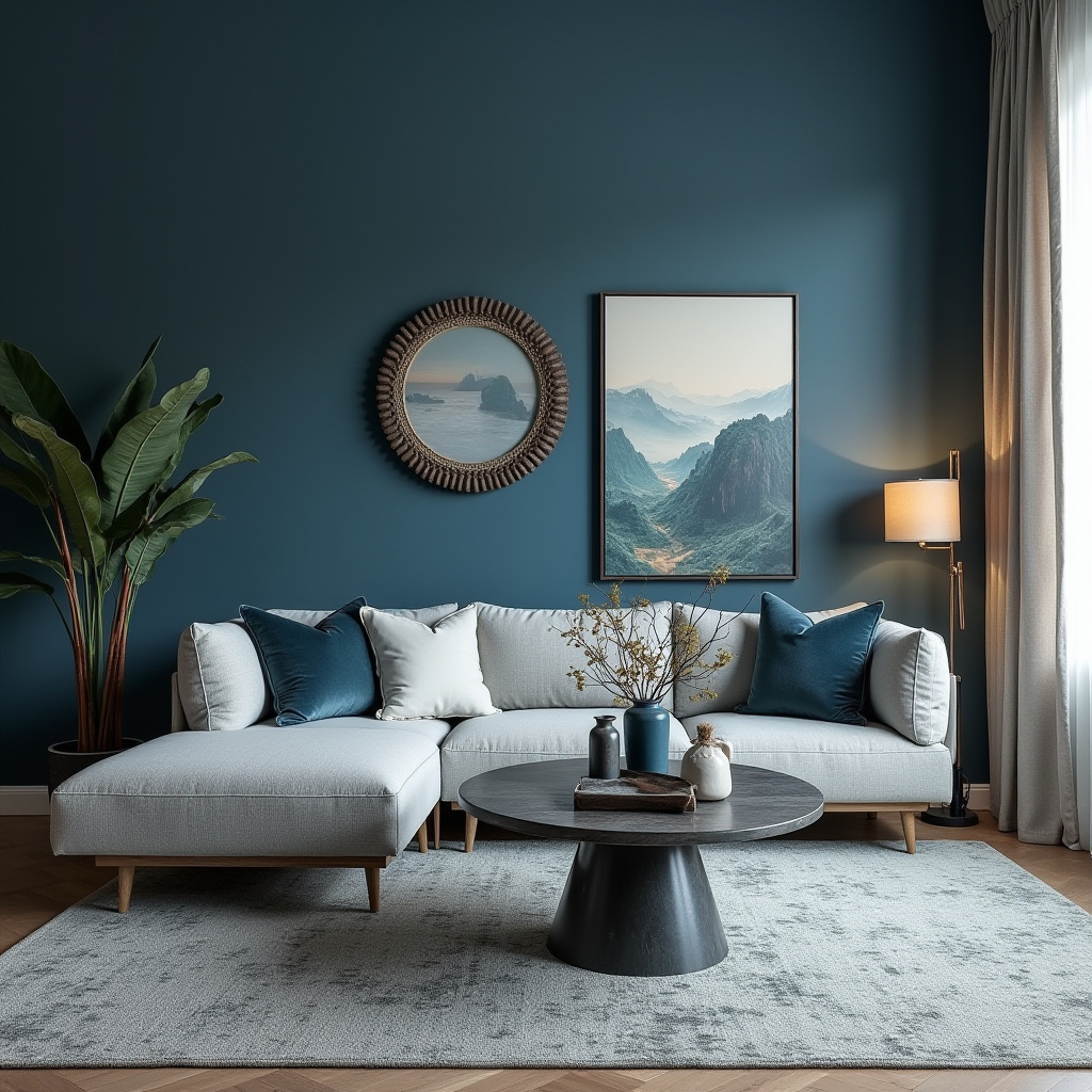 Blue Accent Wall Living Room 15