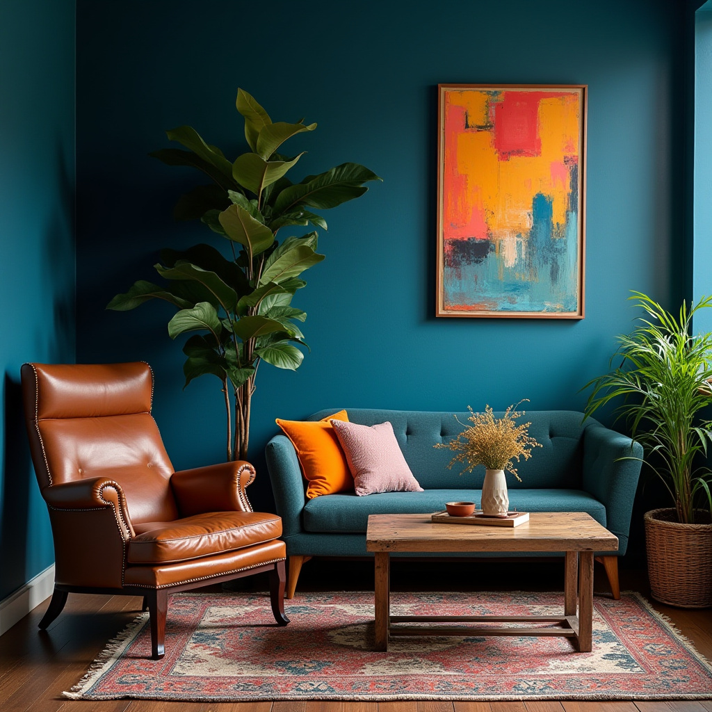 Blue Accent Wall Living Room 2