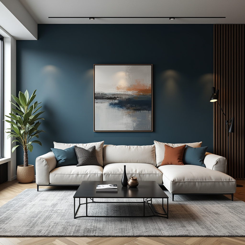 Blue Accent Wall Living Room 22