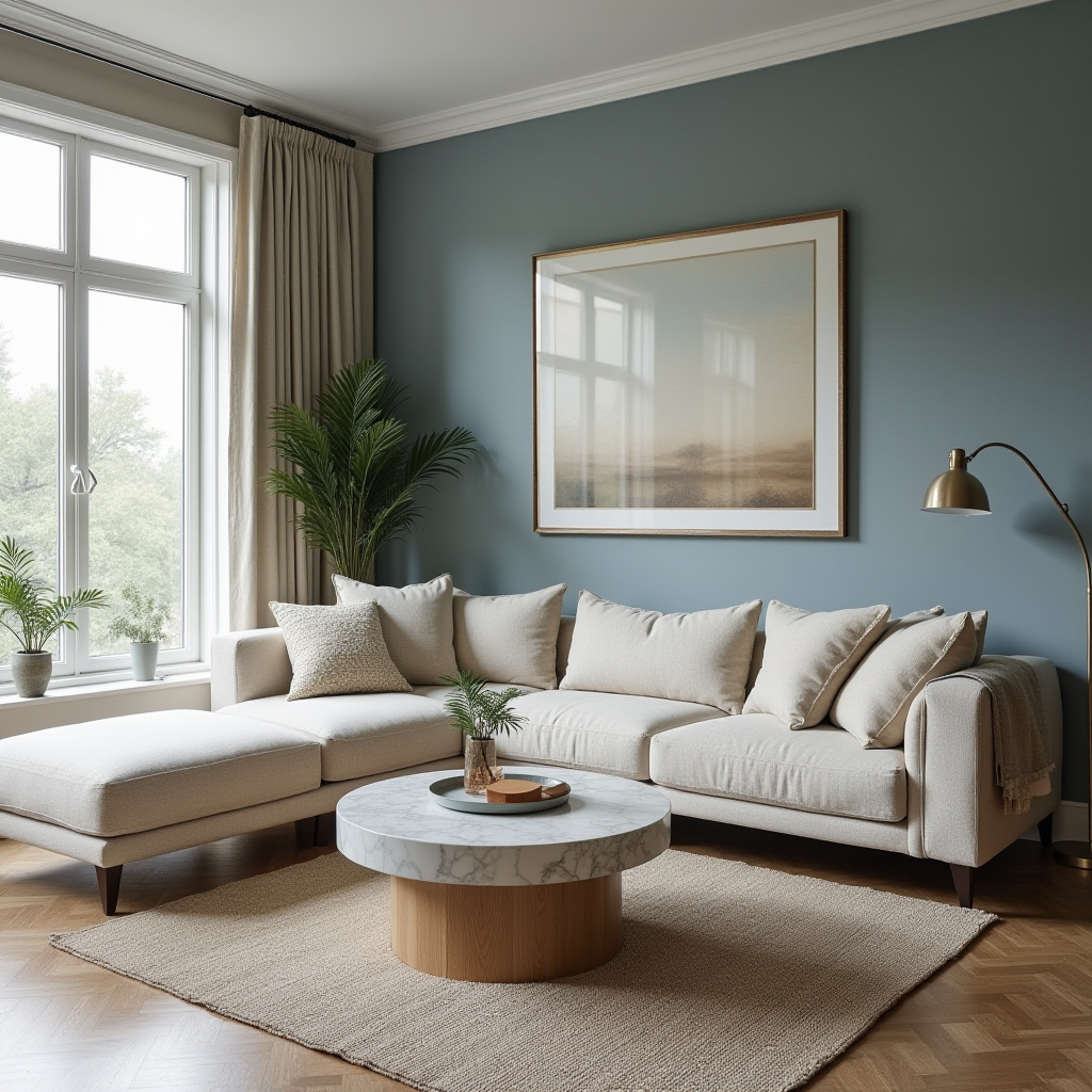 Blue Accent Wall Living Room 24